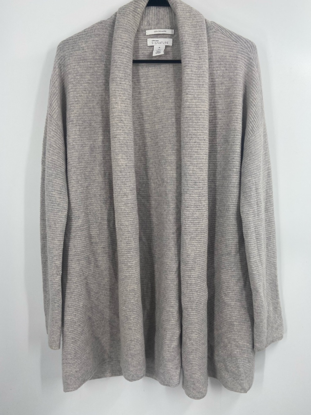 Nordstrom Signature 100% Cashmere Ribbed Cardigan Medium Gray
